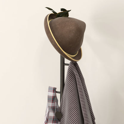 Free Standing Coat Rack with 6 Disc Hooks and Slate Base, Steel Coat Stand for Entryway and Bedroom, Black