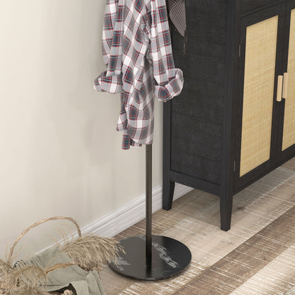 Free Standing Coat Rack with 6 Disc Hooks and Slate Base, Steel Coat Stand for Entryway and Bedroom, Black