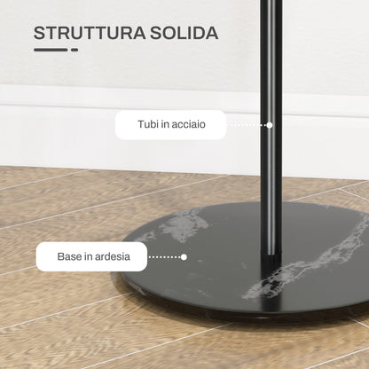 Free Standing Coat Rack with 6 Disc Hooks and Slate Base, Steel Coat Stand for Entryway and Bedroom, Black