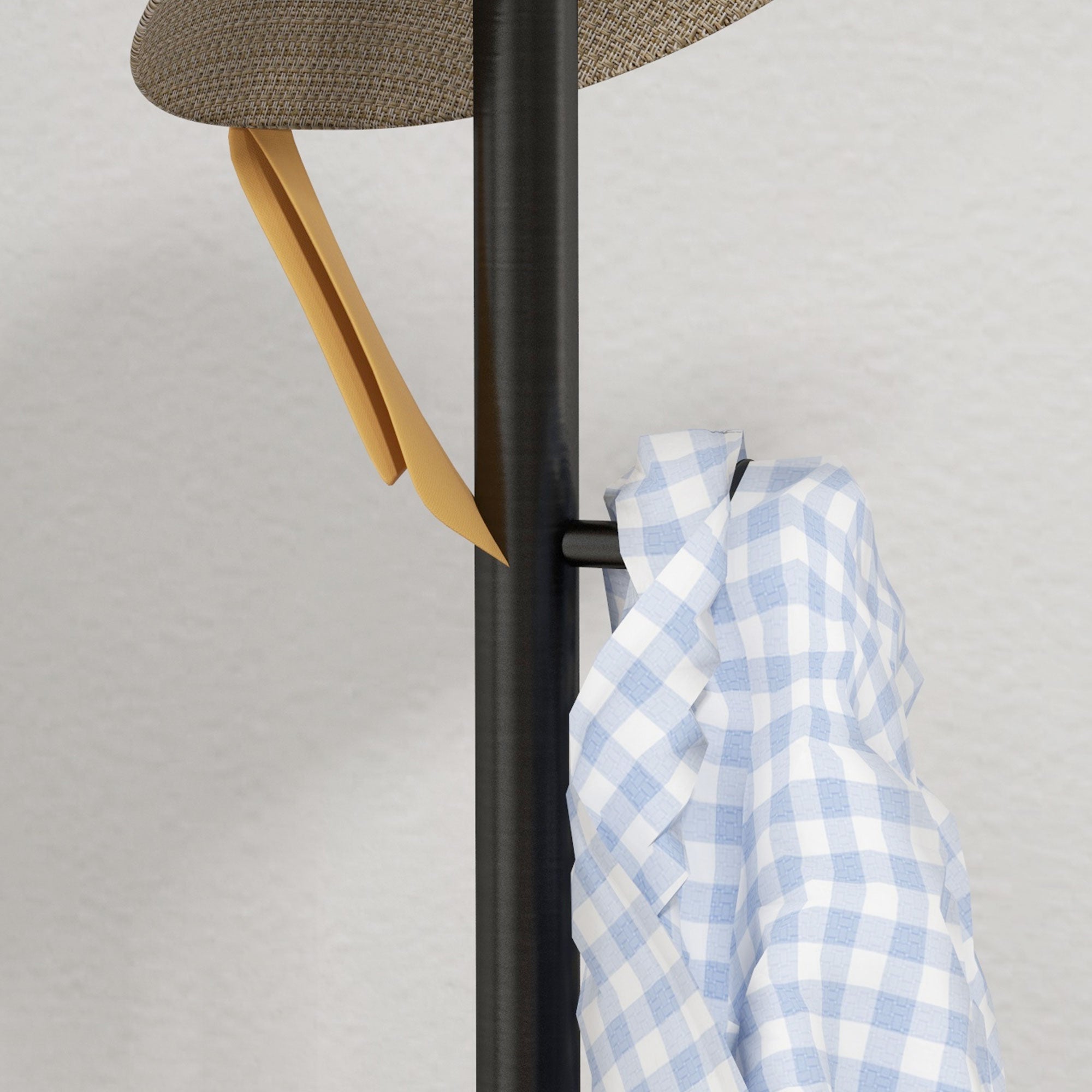 Free Standing Coat Rack with 6 Disc Hooks and Slate Base, Steel Coat Stand for Entryway and Bedroom, Black