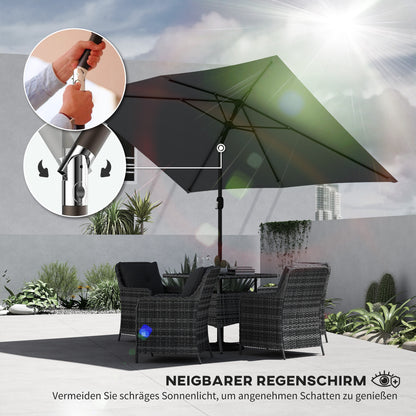 Tilt Rectangular Patio Umbrella 300 x 200 cm (118" x 79") with Crank & Cover — UV Protection, Wind-Resistant, Sturdy Market Parasol, Dark Gray