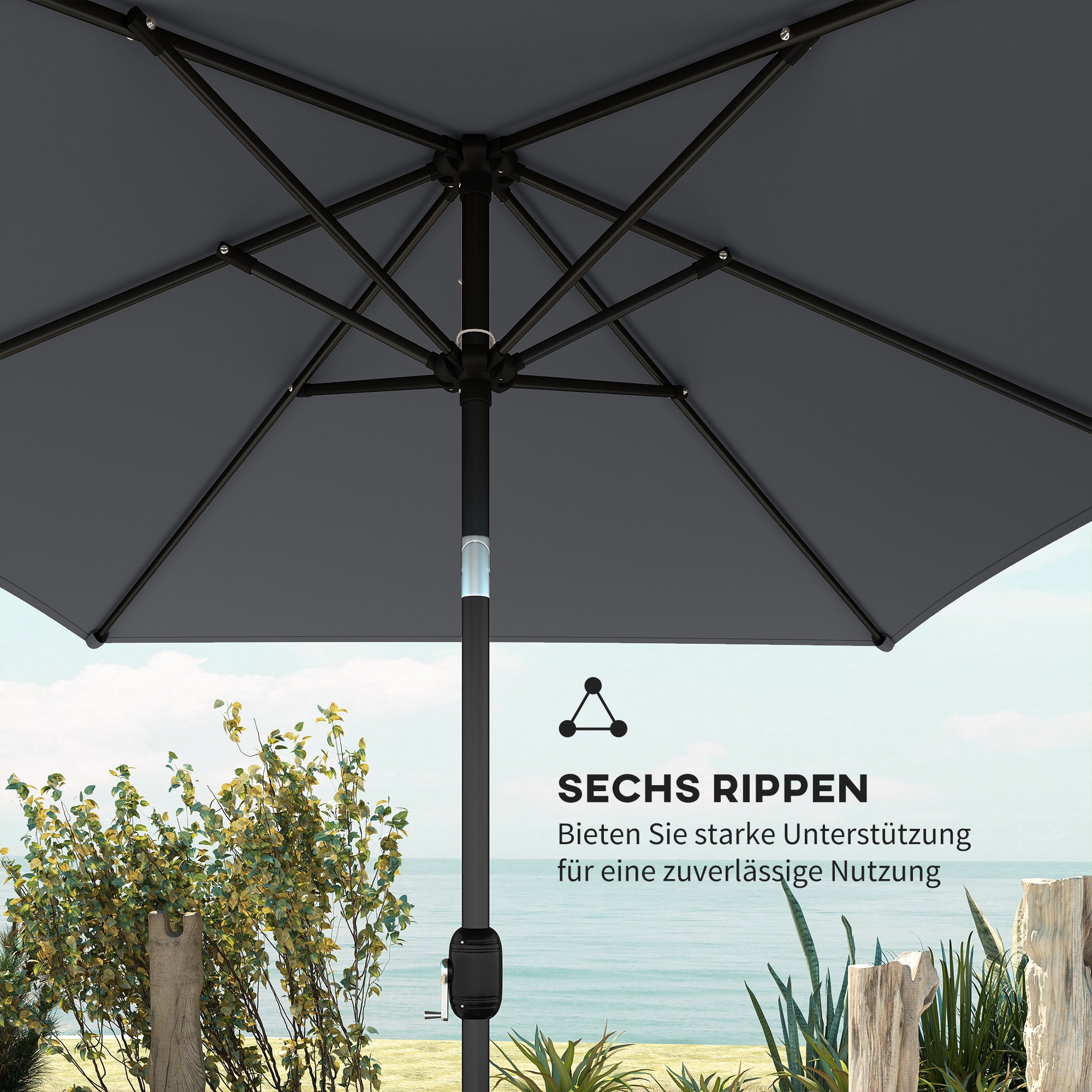 Tilt Rectangular Patio Umbrella 300 x 200 cm (118" x 79") with Crank & Cover — UV Protection, Wind-Resistant, Sturdy Market Parasol, Dark Gray