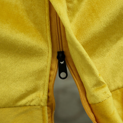 Living Room Armchair with Ottoman Relax Chair for Bedroom with Side Pockets and Steel Legs for Living Room Yellow