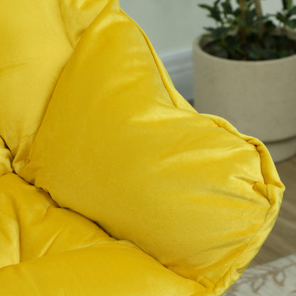 Living Room Armchair with Ottoman Relax Chair for Bedroom with Side Pockets and Steel Legs for Living Room Yellow