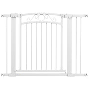 Dog Barrier Dog Gate 76-104 cm Safety Gate for Dogs with 2 Extensions 7/14 cm and Double Lock for Stairs and Doors White