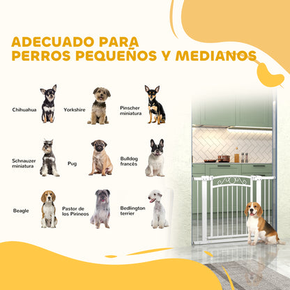 Dog Barrier Dog Gate 76-104 cm Safety Gate for Dogs with 2 Extensions 7/14 cm and Double Lock for Stairs and Doors White