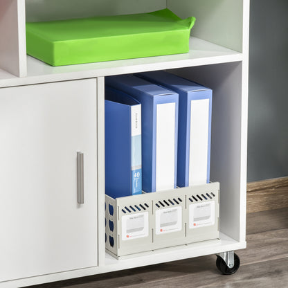 Office Auxiliary Furniture File Cabinet with Wheels Shelves and Drawers Multi-Purpose Cabinet with Large Storage 100x35x65 cm White