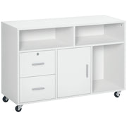 Office Auxiliary Furniture File Cabinet with Wheels Shelves and Drawers Multi-Purpose Cabinet with Large Storage 100x35x65 cm White