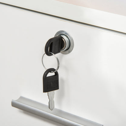 Office Auxiliary Furniture File Cabinet with Wheels Shelves and Drawers Multi-Purpose Cabinet with Large Storage 100x35x65 cm White