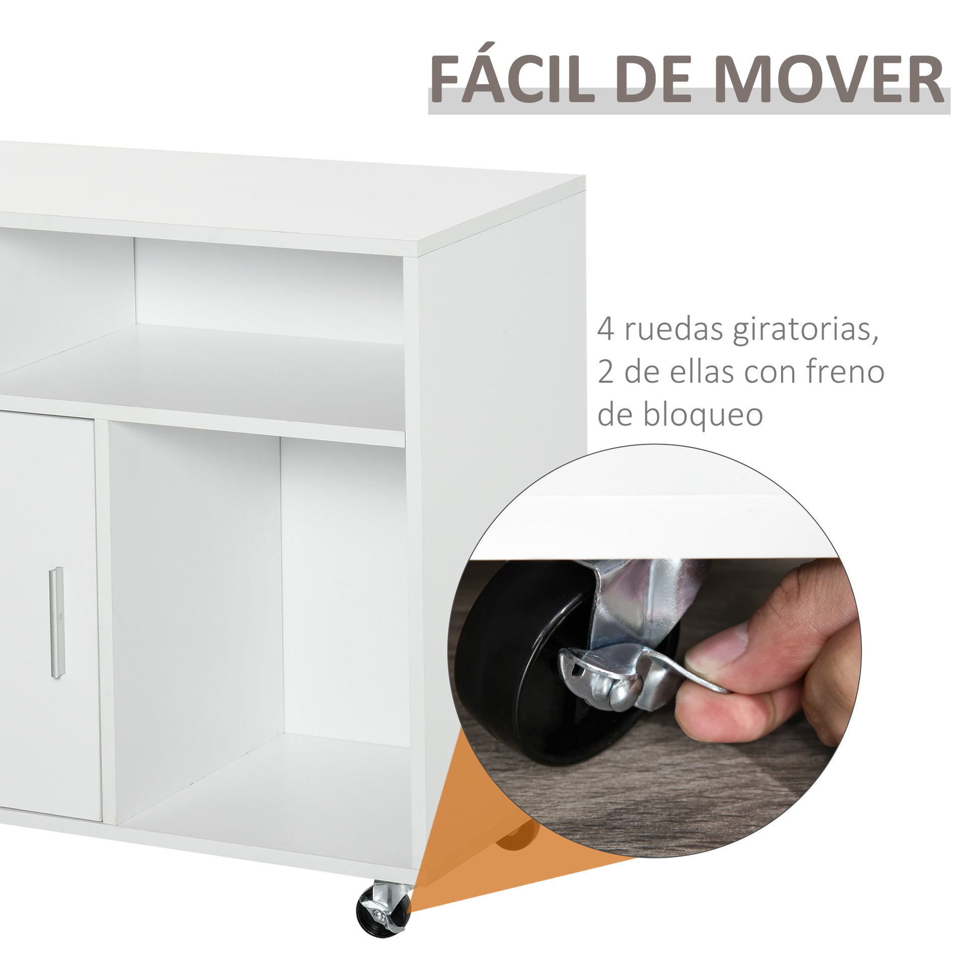 Office Auxiliary Furniture File Cabinet with Wheels Shelves and Drawers Multi-Purpose Cabinet with Large Storage 100x35x65 cm White