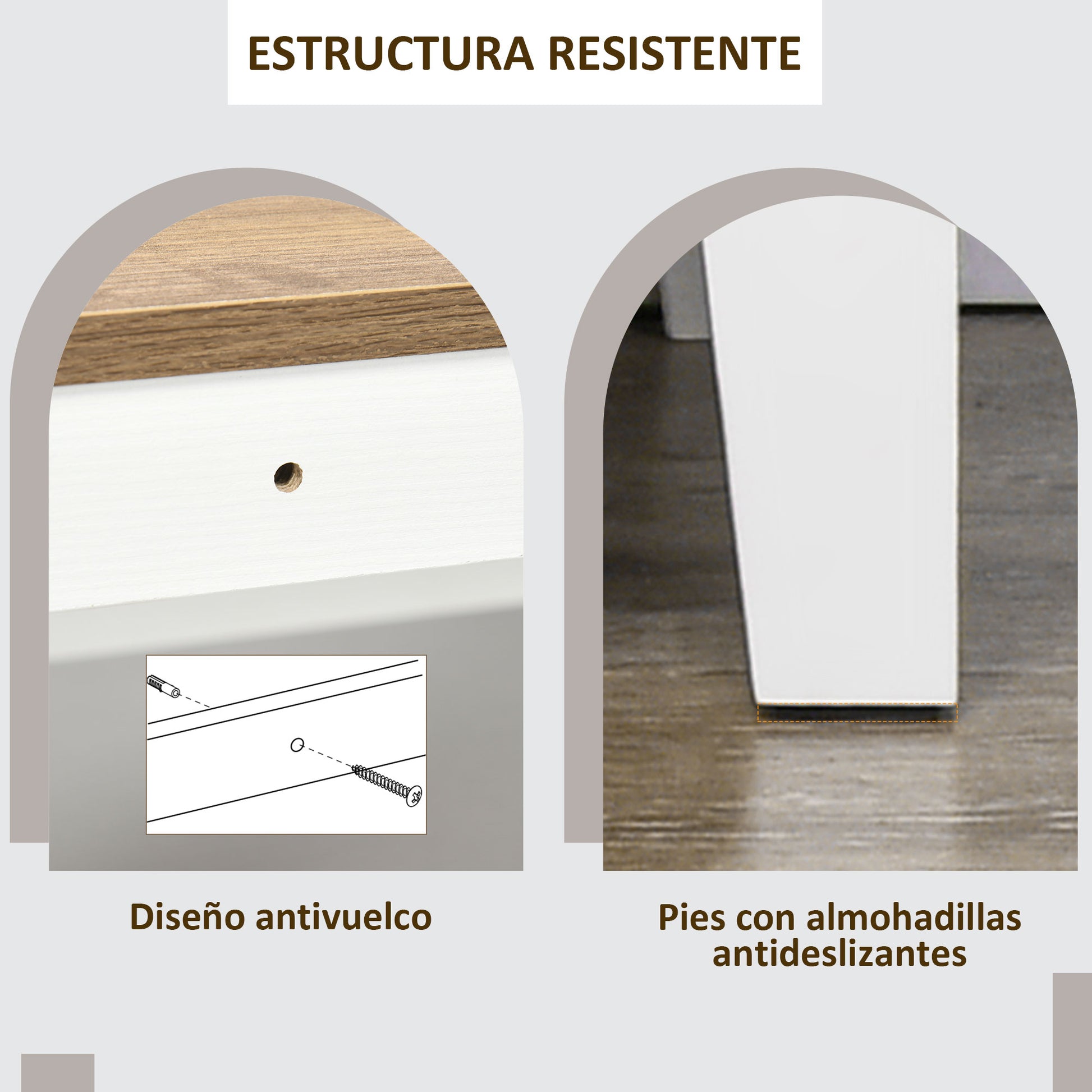 Living Room Sideboard Storage Cabinet with 2 Doors Drawer and Adjustable Shelf for Dining Room Kitchen Bedroom 76.6x35x81.5 cm White and Brown