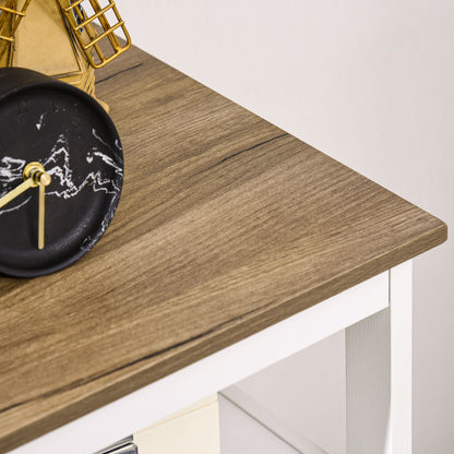 Living Room Sideboard Storage Cabinet with 2 Doors Drawer and Adjustable Shelf for Dining Room Kitchen Bedroom 76.6x35x81.5 cm White and Brown