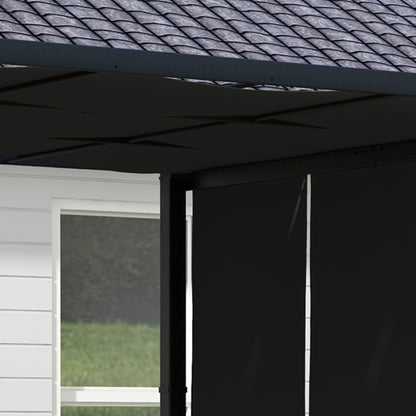 Pergola with 3 Sliding Canopies 3 x 3 m Steel Structure High Density Polyester Canopy Dark Gray