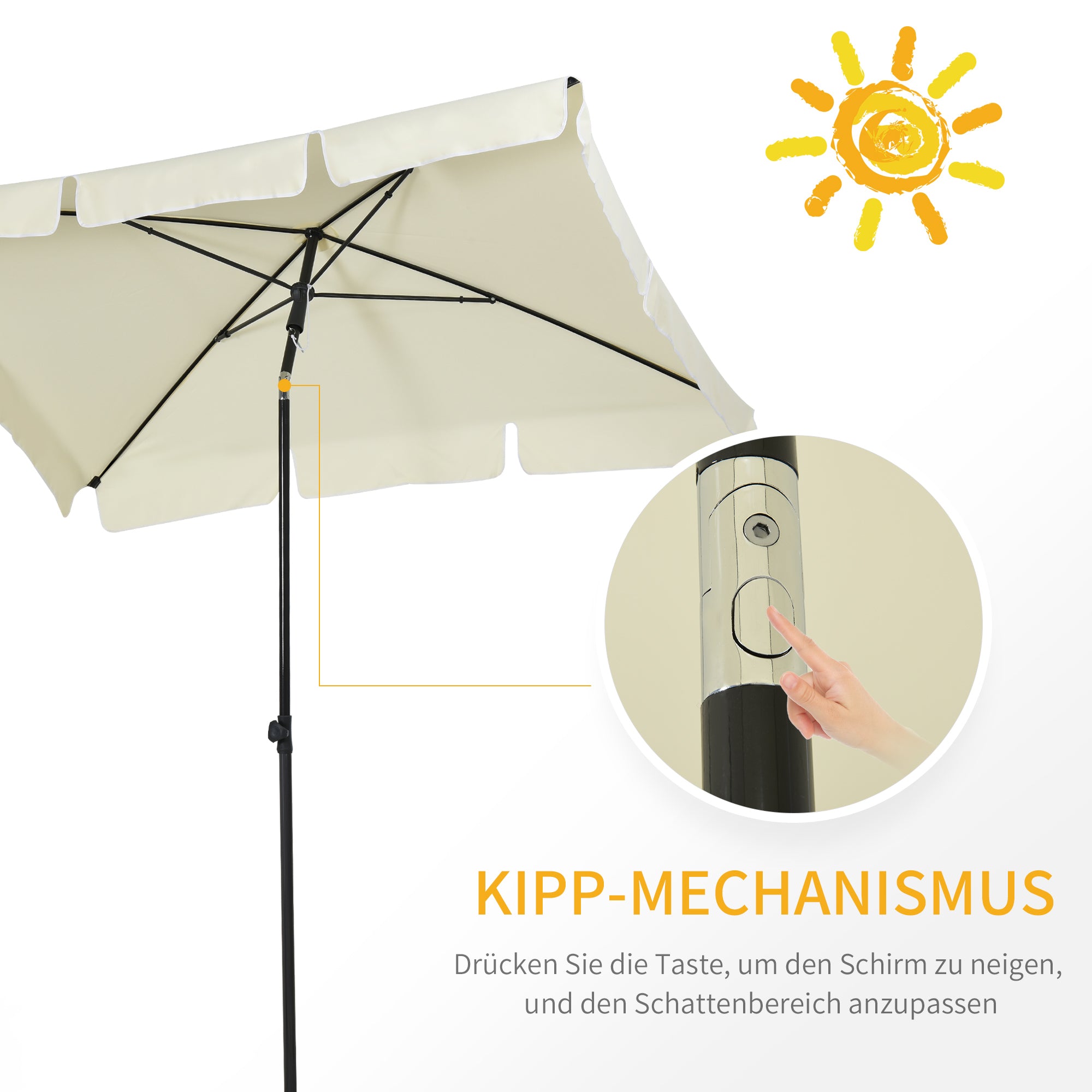 Parasol Beach Umbrella Garden Umbrella Umbrella Balcony Sun Protection Adjustable Cream White