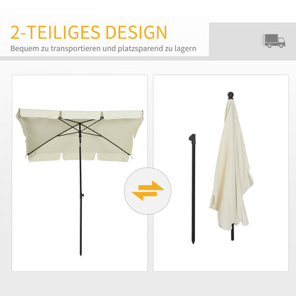 Parasol Beach Umbrella Garden Umbrella Umbrella Balcony Sun Protection Adjustable Cream White