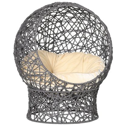 Cat Bed, Cat Cave with Cushion, Cat House made of Polyester Rope, Cat Bed with Cylindrical Base, Pet Bed, Violet+Cream White, 50 x 50 x 60 cm