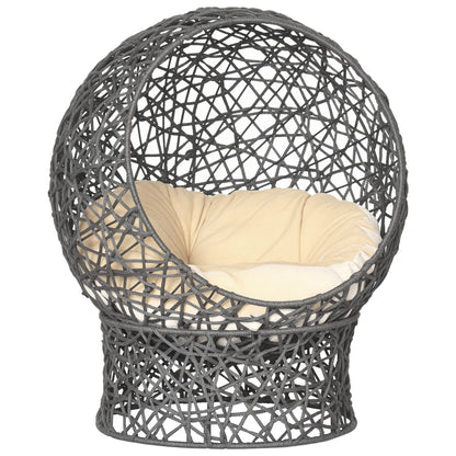 Cat Bed, Cat Cave with Cushion, Cat House made of Polyester Rope, Cat Bed with Cylindrical Base, Pet Bed, Violet+Cream White, 50 x 50 x 60 cm