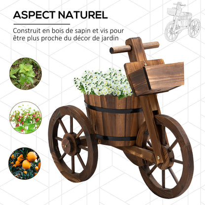 Flower Plant Stand Tricycle - Flower Pot Shelf - Planter dim. 52L x 31W x 45H cm - Fir Wood