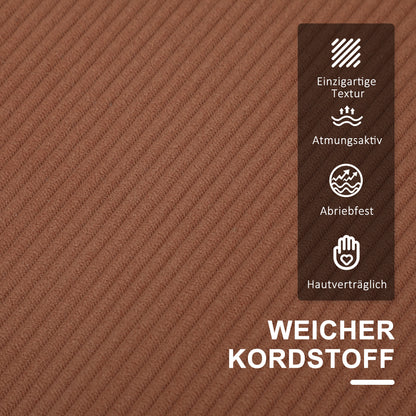 Sofa 2 Seater Small Couch with Armrest, Storage Space, Modern Upholstered Sofa with Corduroy Look, Wooden Legs, Pillows, Loveseat for Living Room, Bedroom, 117 x 63 x 79 cm, Orange