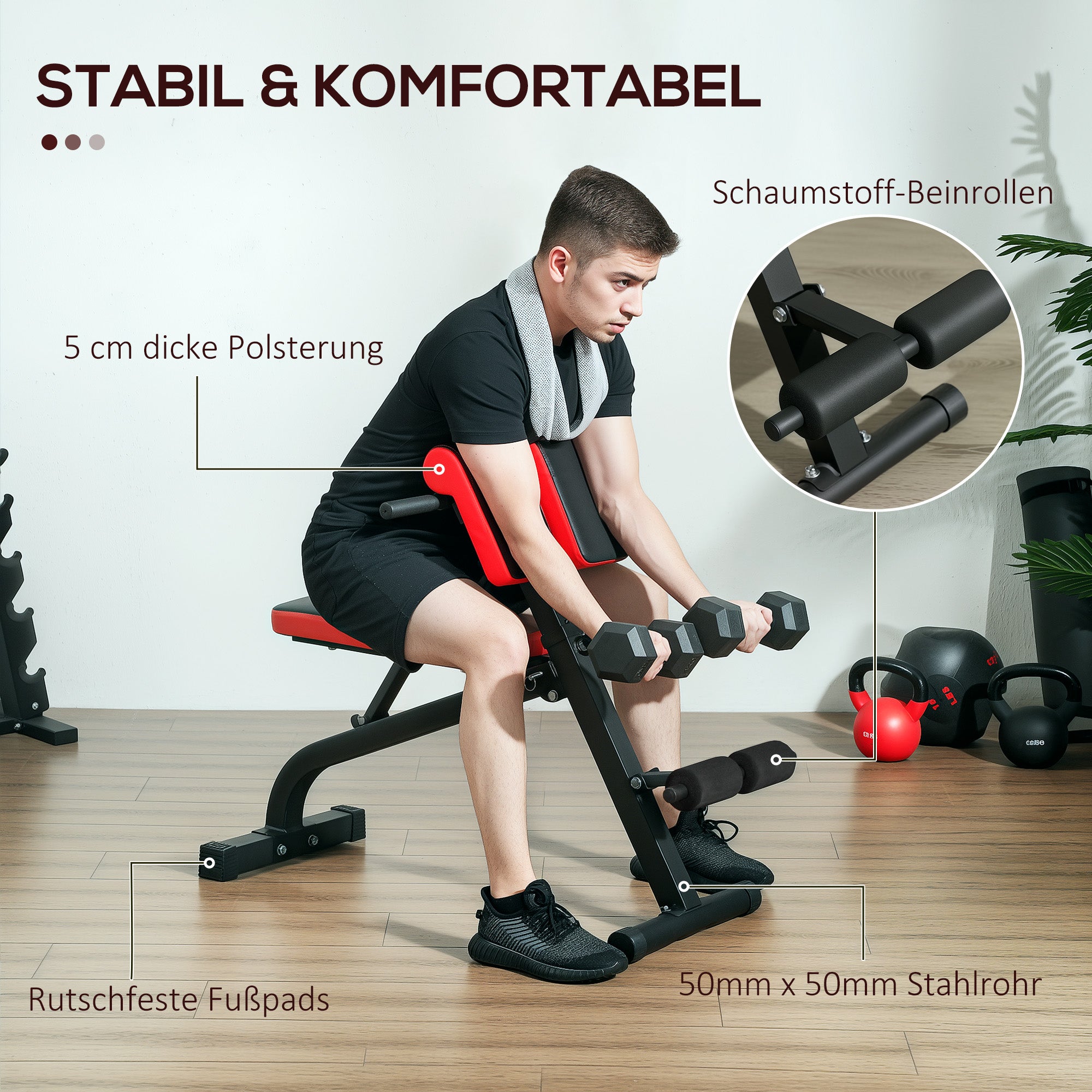 SPORTNOW Weight Bench, Multifunction Training Bench, Foldable Fitness Bench, up to 120 kg load capacity, for Home, Bicep Curls, Barbell, Steel, Black
