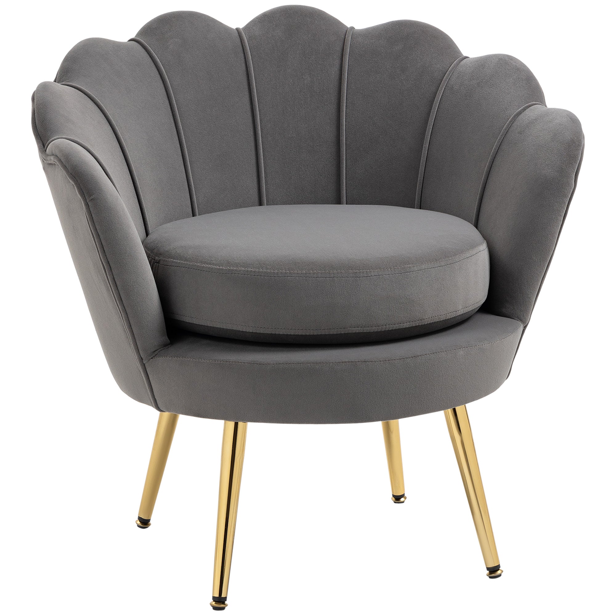 Shell Armchair, Vintage Armchair, Bedroom and Living Room Armchair, Elegant Design, with High Backrest, 76x67x74cm, Gray