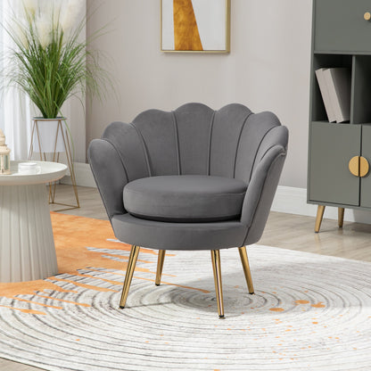 Shell Armchair, Vintage Armchair, Bedroom and Living Room Armchair, Elegant Design, with High Backrest, 76x67x74cm, Gray