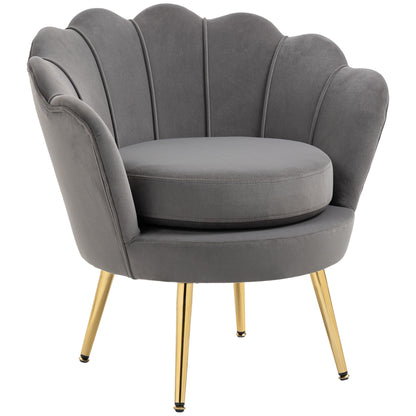 Shell Armchair, Vintage Armchair, Bedroom and Living Room Armchair, Elegant Design, with High Backrest, 76x67x74cm, Gray