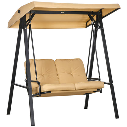 3-Seater Hollywood Swing Bed with Adjustable Sun Canopy, Swing Bench Supports up to 220kg, Garden Bed for Garden, Patio, 138 x 106 x 174 cm, Beige