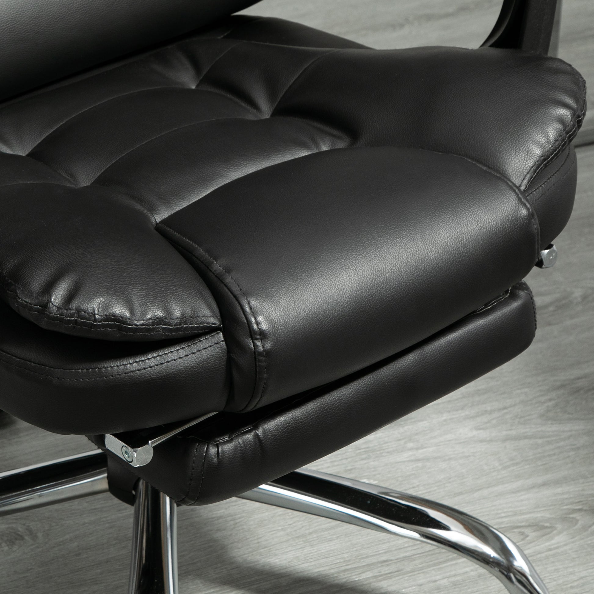 Office Chair Executive Chair with Footrest, Desk Chair with Tilt Function, Height Adjustable Computer Chair with Armrest, Swivel Chair for Office, Faux Leather, Black
