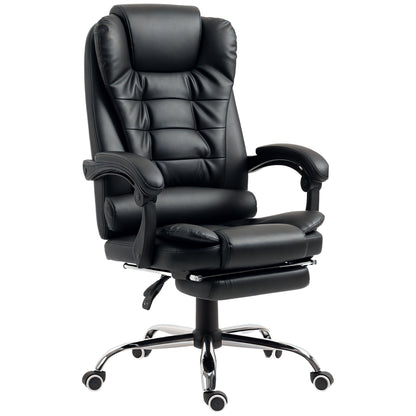 Office Chair Executive Chair with Footrest, Desk Chair with Tilt Function, Height Adjustable Computer Chair with Armrest, Swivel Chair for Office, Faux Leather, Black