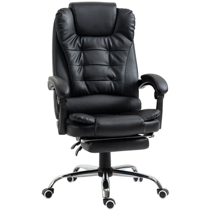 Office Chair Executive Chair with Footrest, Desk Chair with Tilt Function, Height Adjustable Computer Chair with Armrest, Swivel Chair for Office, Faux Leather, Black