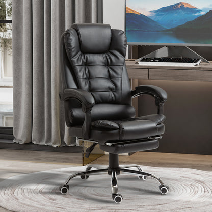 Office Chair Executive Chair with Footrest, Desk Chair with Tilt Function, Height Adjustable Computer Chair with Armrest, Swivel Chair for Office, Faux Leather, Black