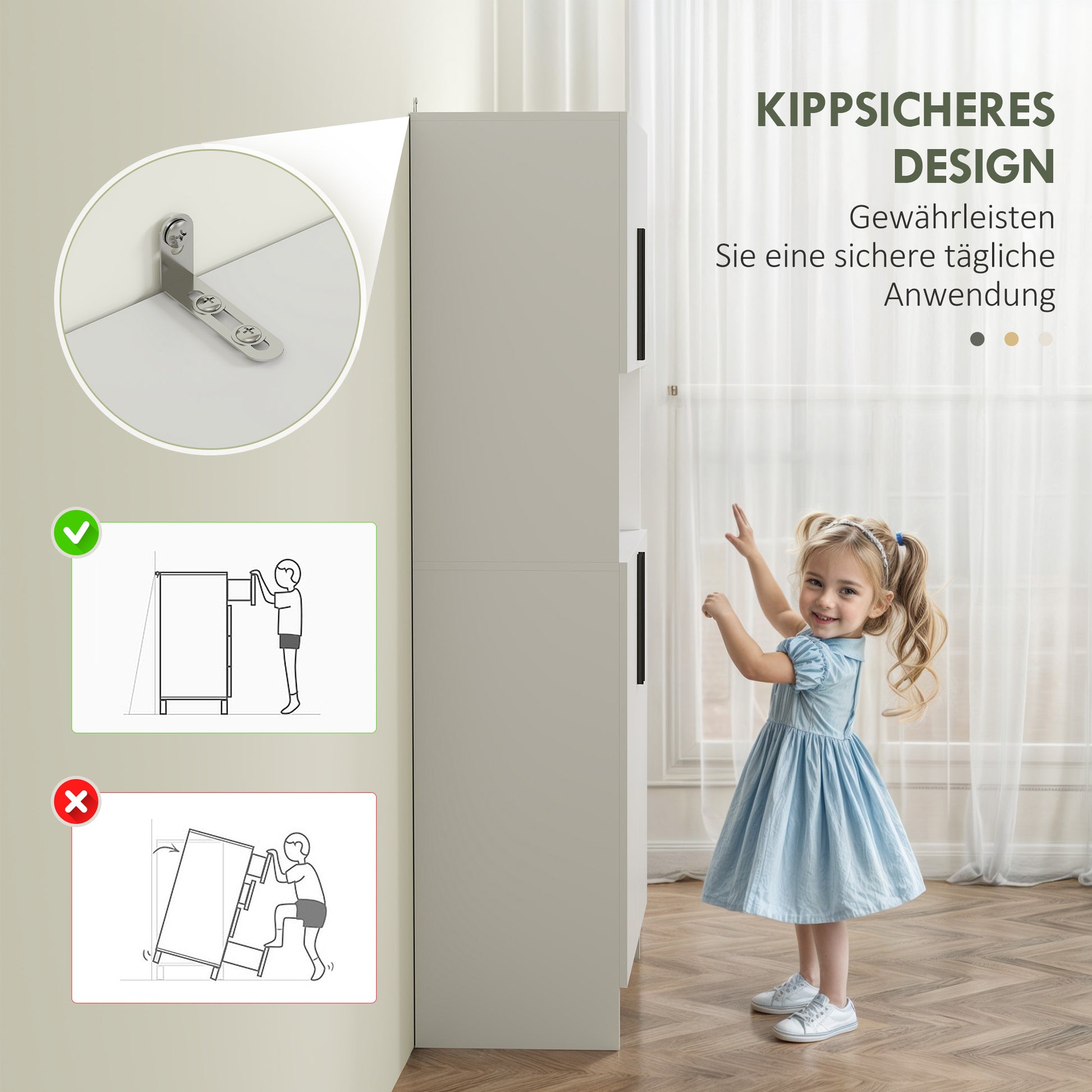 Kitchen Cabinet Buffet Cabinet with Worktop, 2 Doors, 2 Cabinets, Tall Cabinet with Silent Hinges, Microwave Cabinet with Modern Design, White