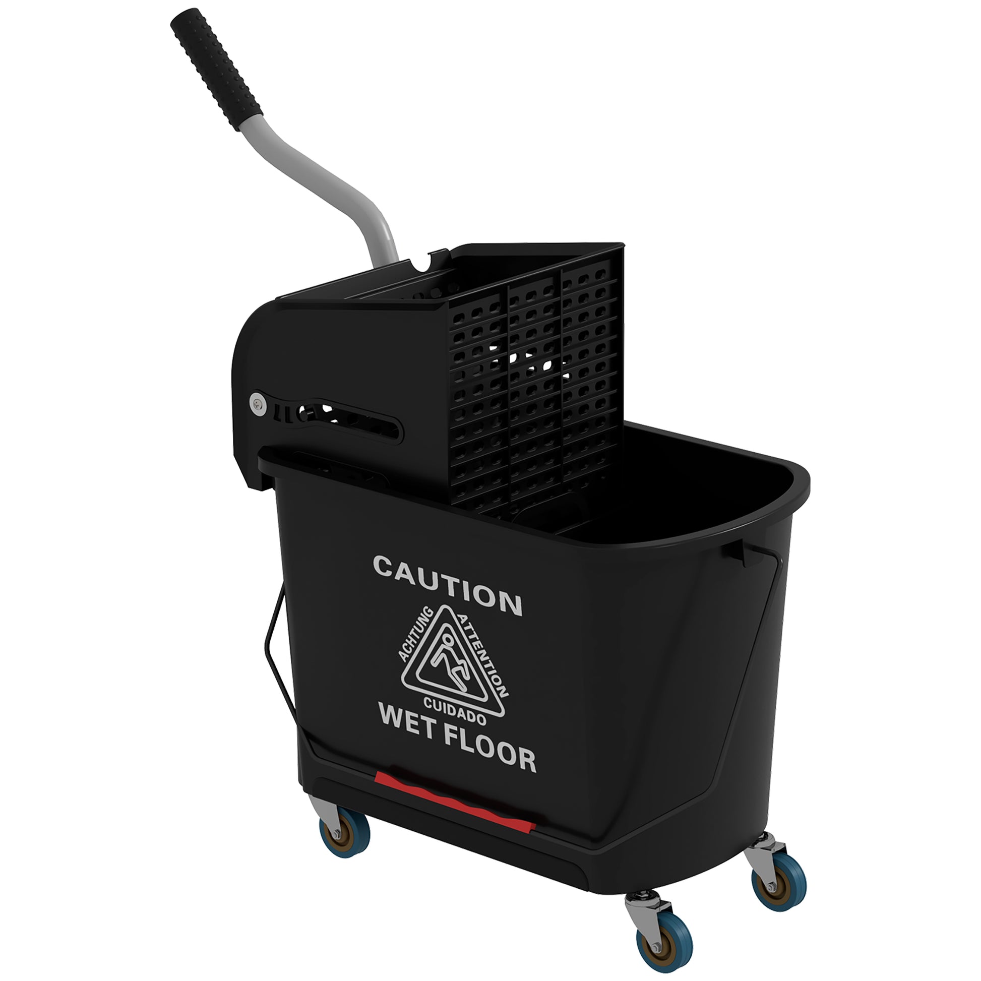 Cleaning Cart Mop Bucket with Wringer 20 L Bucket with Divider for Building Cleaning Hotel Black