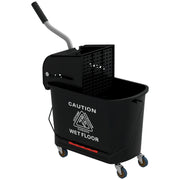 Cleaning Cart Mop Bucket with Wringer 20 L Bucket with Divider for Building Cleaning Hotel Black