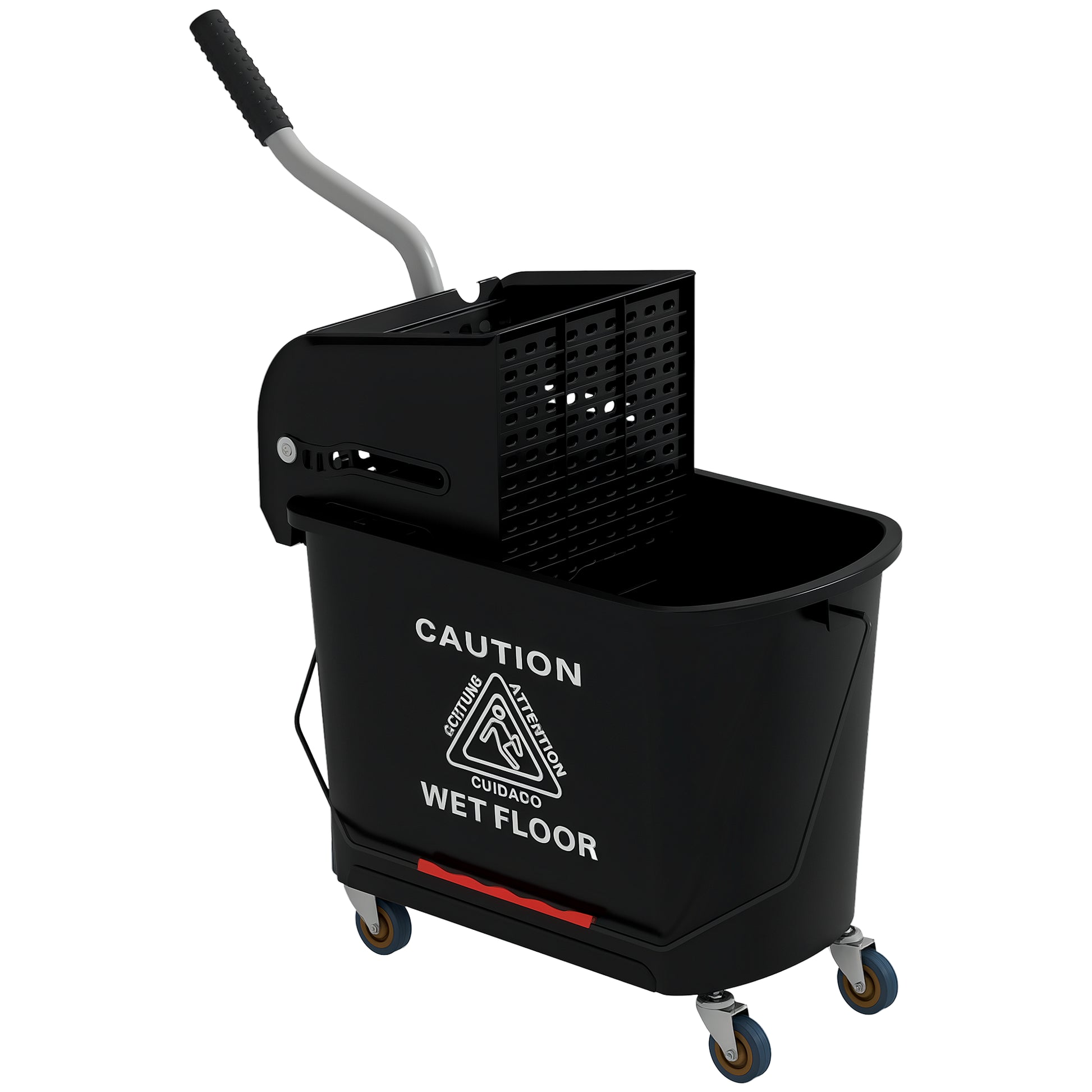 Cleaning Cart Mop Bucket with Wringer 20 L Bucket with Divider for Building Cleaning Hotel Black
