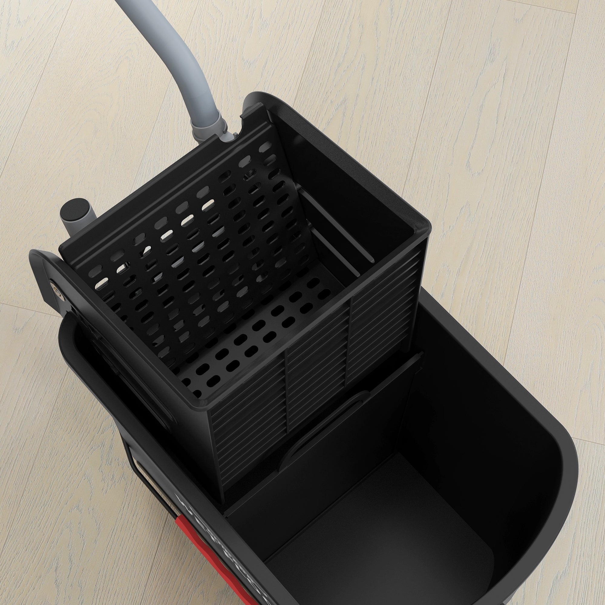 Cleaning Cart Mop Bucket with Wringer 20 L Bucket with Divider for Building Cleaning Hotel Black