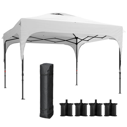Garden Gazebo Pop-Up Foldable Tent with Removable Sidewall + Transport Bag Steel Oxford Fabric 3 x 3 x 2.65 m White