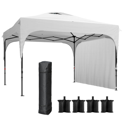 Garden Gazebo Pop-Up Foldable Tent with Removable Sidewall + Transport Bag Steel Oxford Fabric 3 x 3 x 2.65 m White