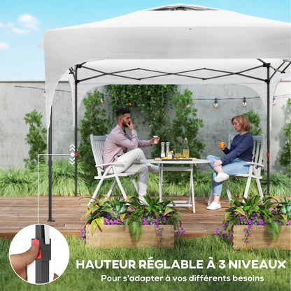 Garden Gazebo Pop-Up Foldable Tent with Removable Sidewall + Transport Bag Steel Oxford Fabric 3 x 3 x 2.65 m White