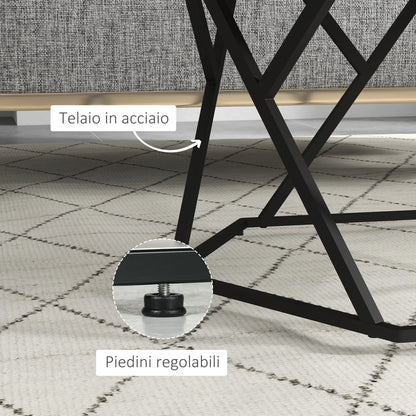 Modern Coffee Table with Faux Marble Top and MDF and Steel Structure, 81x70x51.2cm, Black