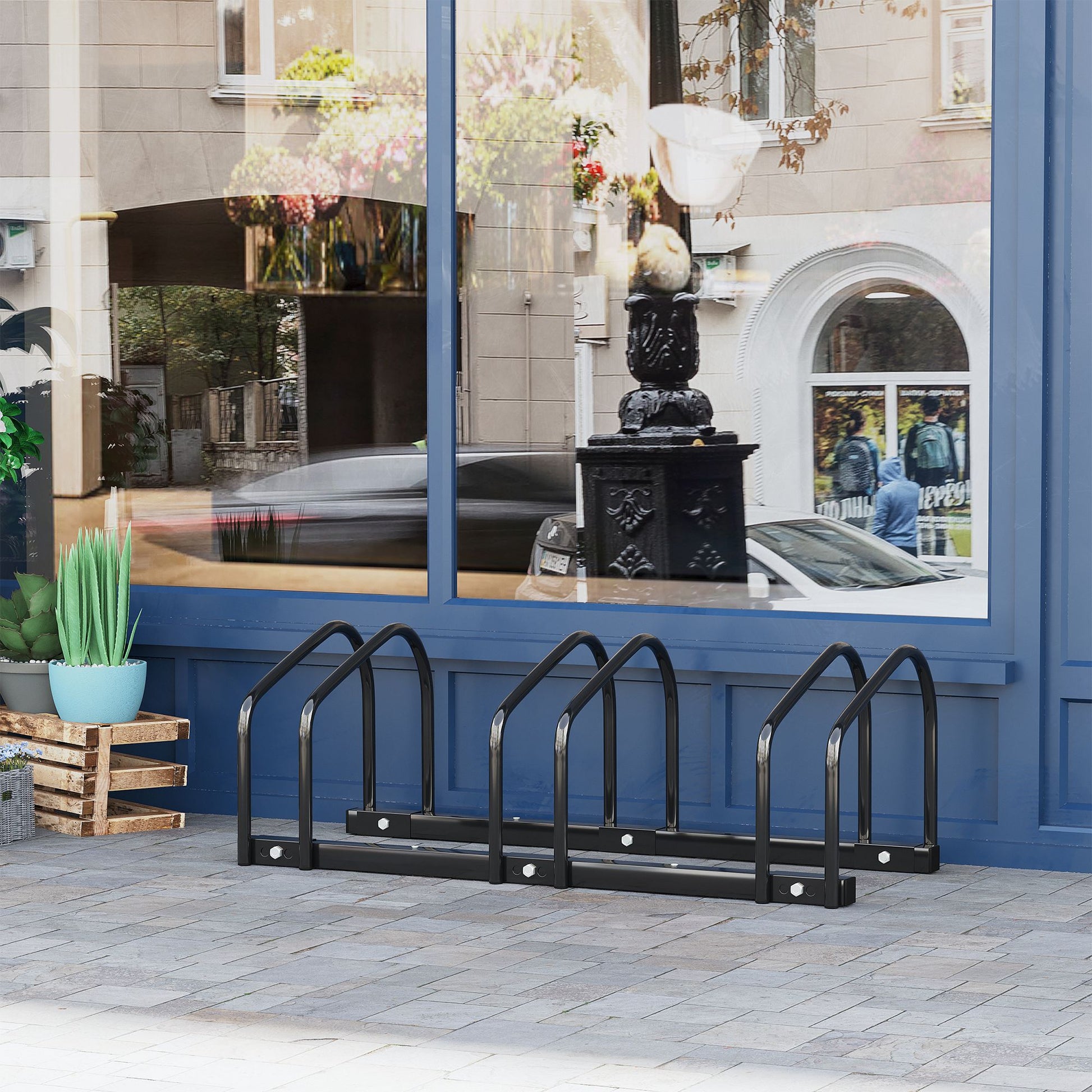Bike Parking Rack Steel Stand for Parking Bikes on Ground or Wall Indoor and Outdoor Parking 76x33x27 cm Black