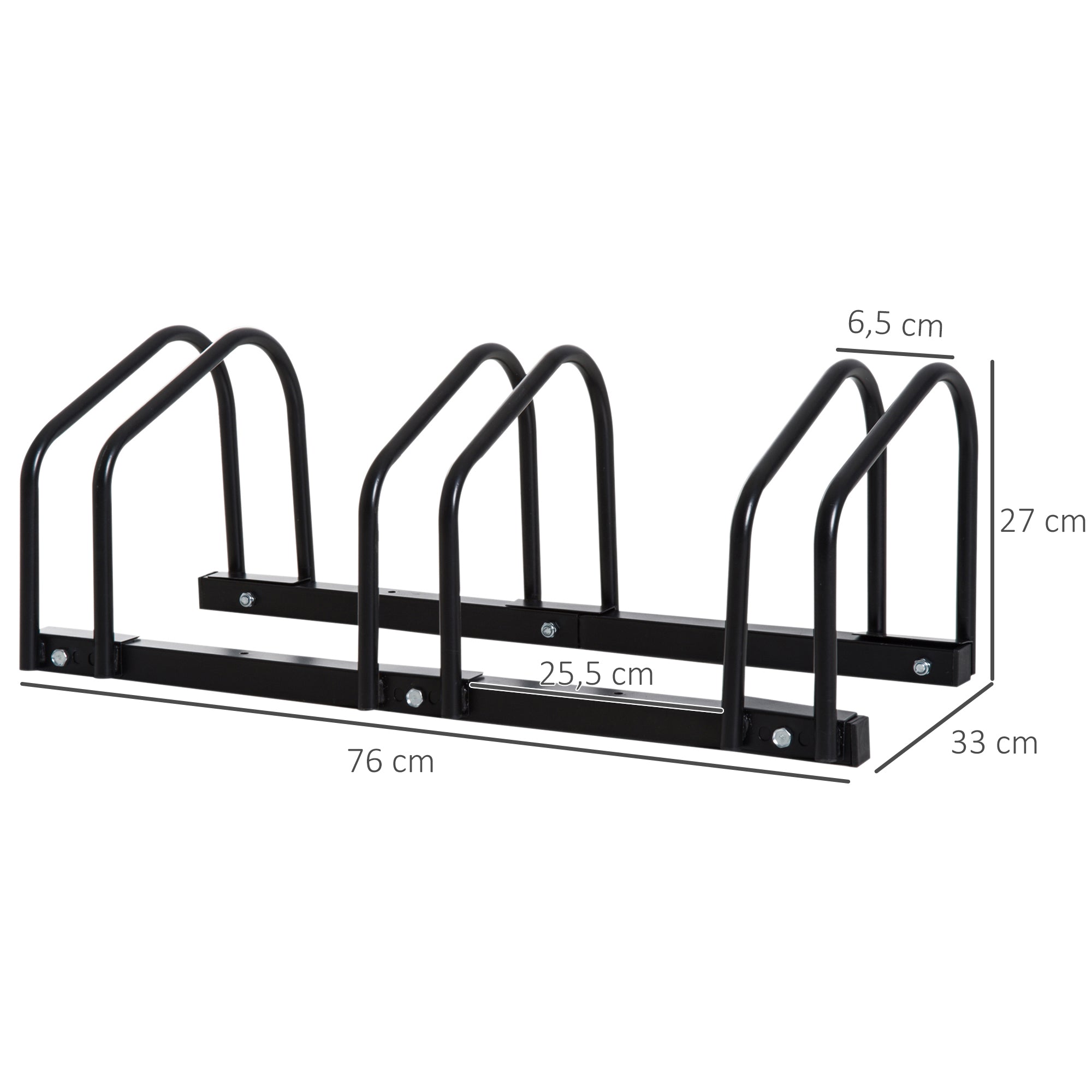 Bike Parking Rack Steel Stand for Parking Bikes on Ground or Wall Indoor and Outdoor Parking 76x33x27 cm Black