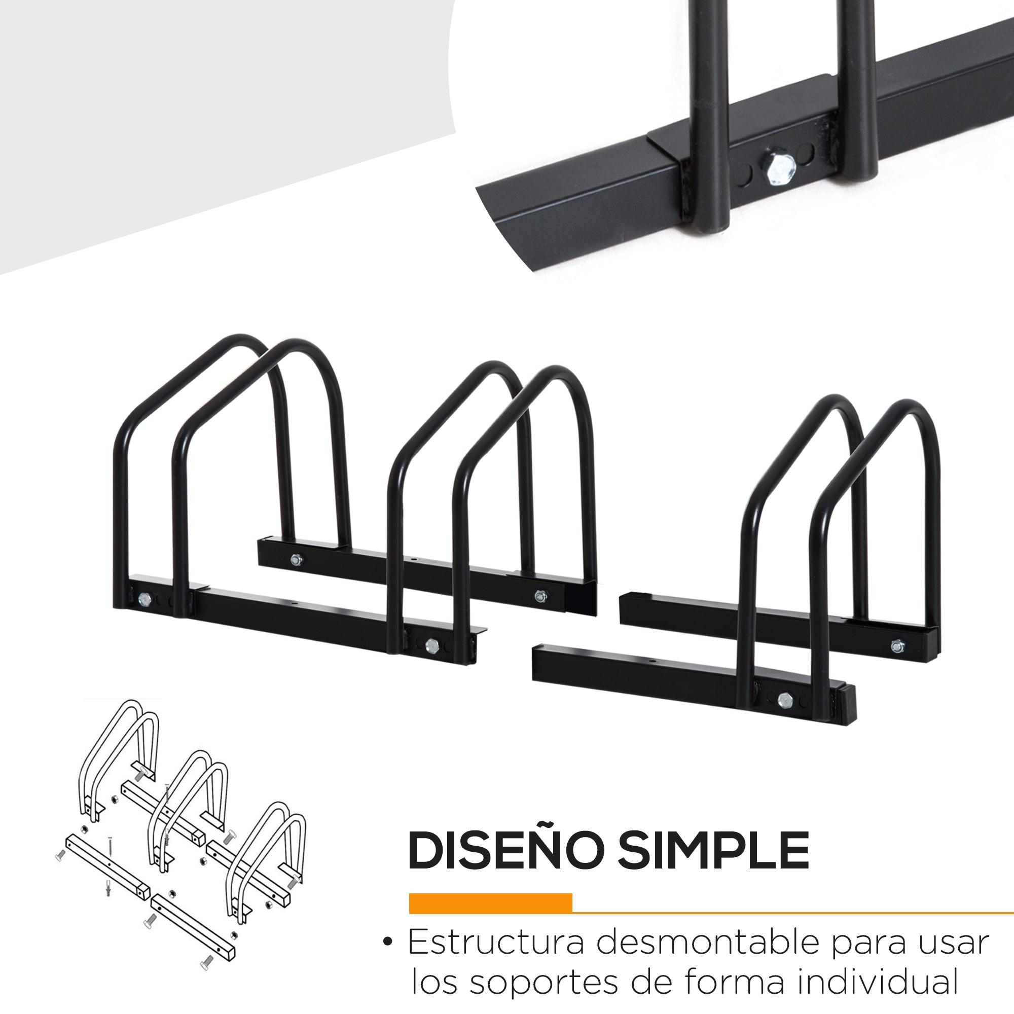 Bike Parking Rack Steel Stand for Parking Bikes on Ground or Wall Indoor and Outdoor Parking 76x33x27 cm Black