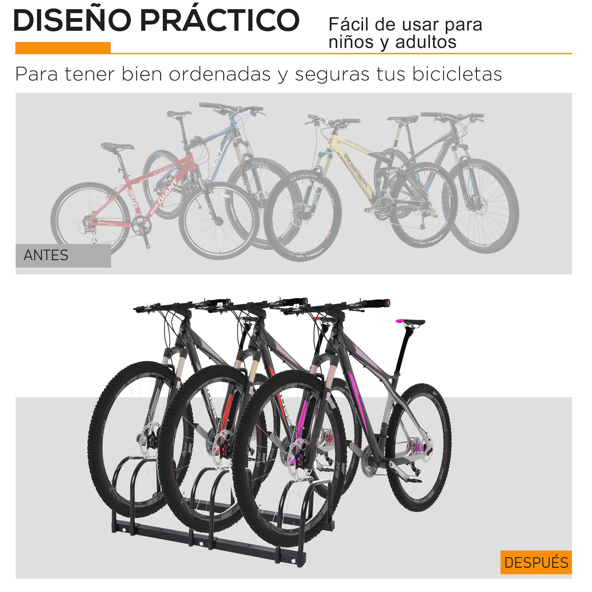 Bike Parking Rack Steel Stand for Parking Bikes on Ground or Wall Indoor and Outdoor Parking 76x33x27 cm Black