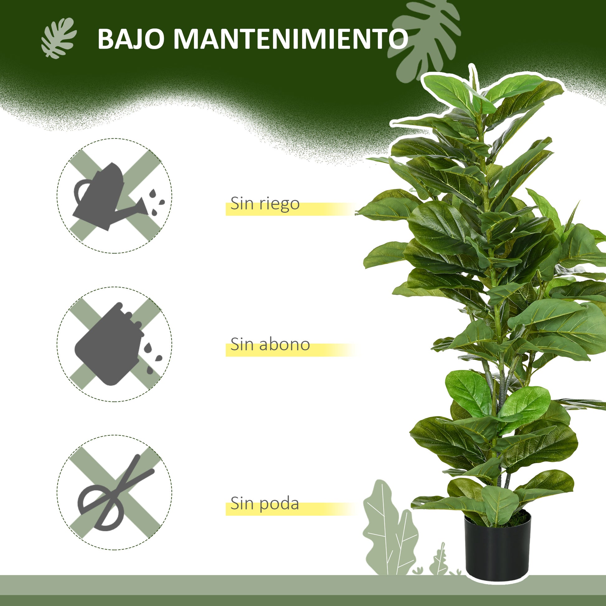 Decorative Artificial Plant 110x15 cm Artificial Ficus Tree with 90 Leaves and Pot for Interior Decoration for Living Room Office Green
