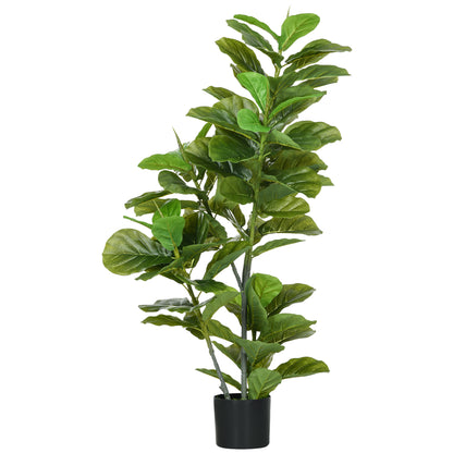 Decorative Artificial Plant 110x15 cm Artificial Ficus Tree with 90 Leaves and Pot for Interior Decoration for Living Room Office Green