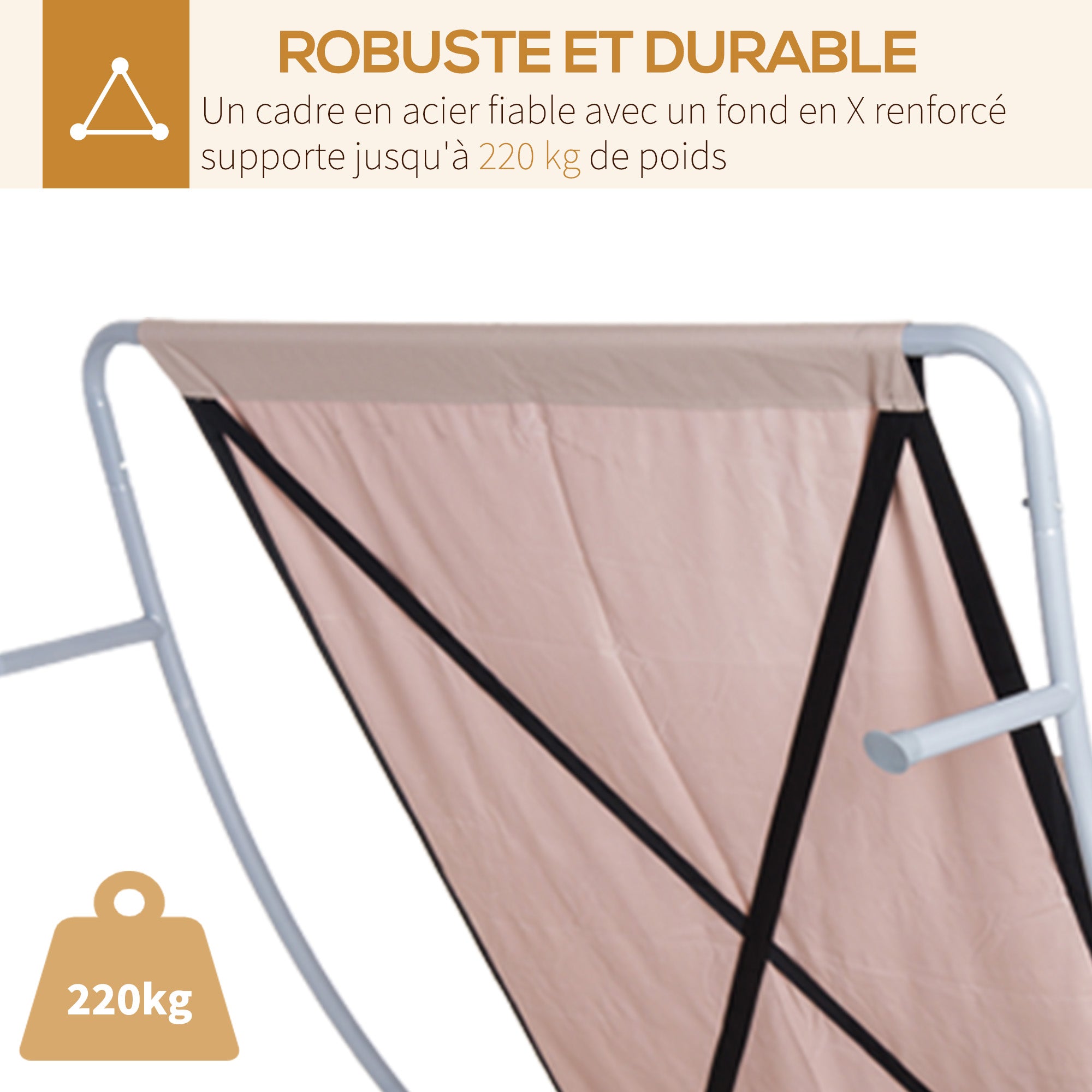2-Seater Garden Sun Lounger Contemporary Design Adjustable Roof 2 Wheels 2 Pillows Epoxy-Coated Steel Polyester Sand