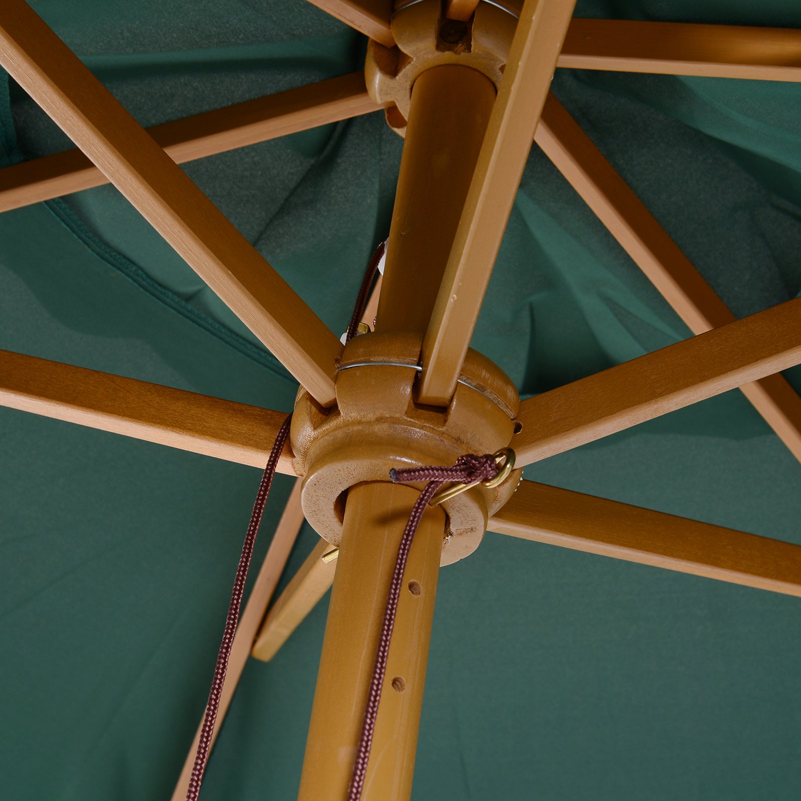 Garden Umbrella Ø250x230 cm Terrace Parasol with 6 Detachable Post Anti-UV Waterproof and Wooden Frame for Beach Patio Green