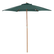 Garden Umbrella Ø250x230 cm Terrace Parasol with 6 Detachable Post Anti-UV Waterproof and Wooden Frame for Beach Patio Green